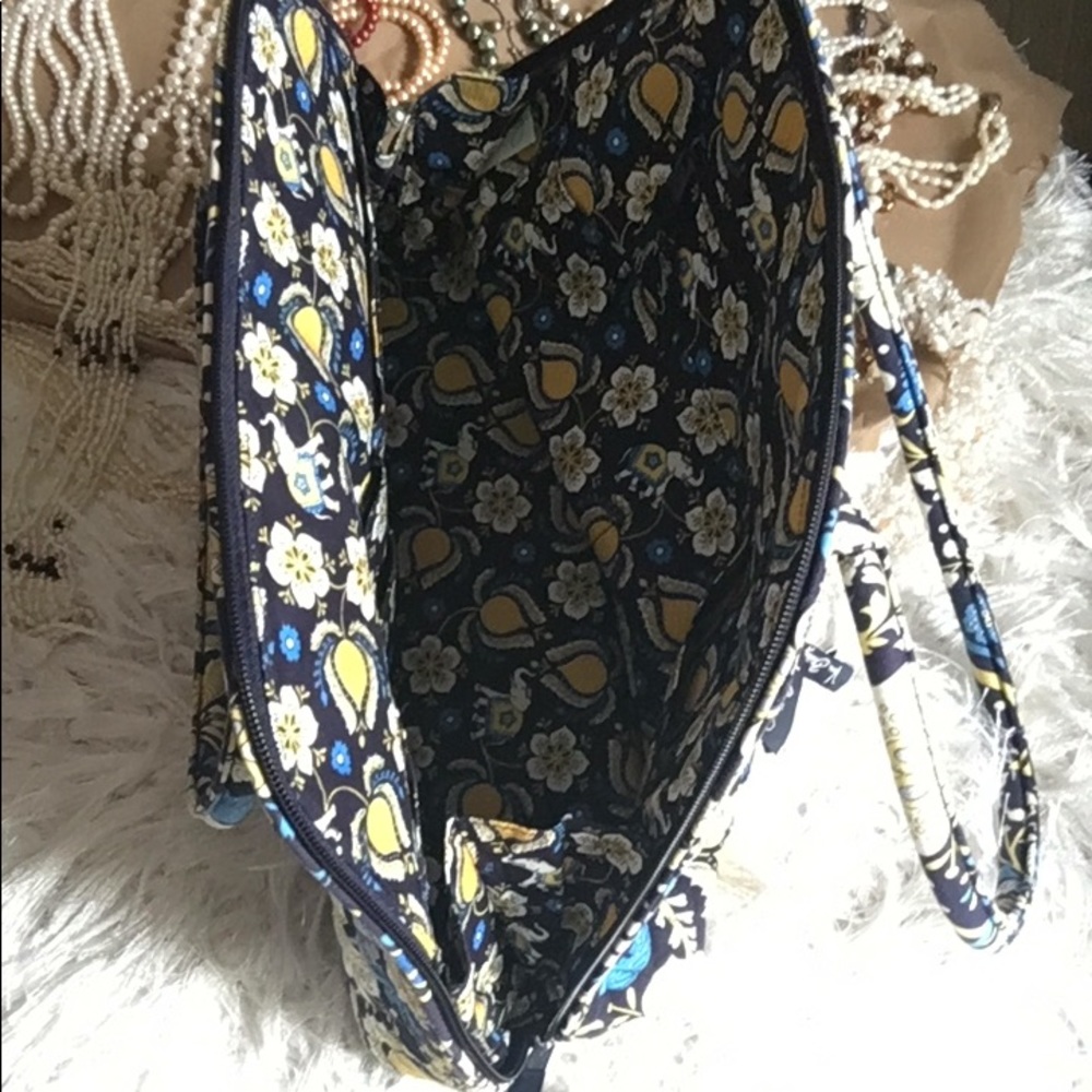 Vera Bradley Eloise Ellie Blue Yellow Paisley Shoulder Carryall Style Bag - Picture 10 of 11